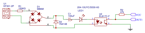 AC 220V Optocoupler Module Schematic